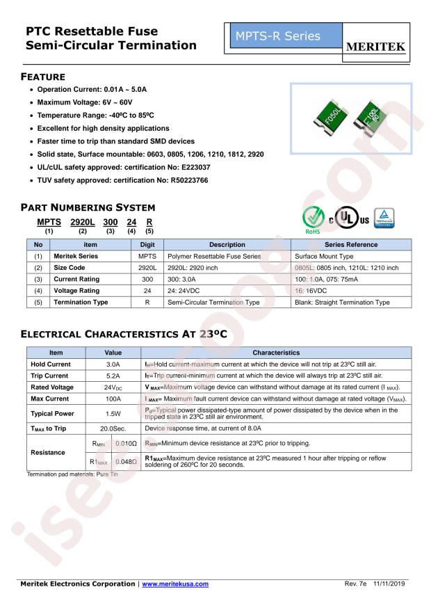 Meritek MPTS2920L20024R