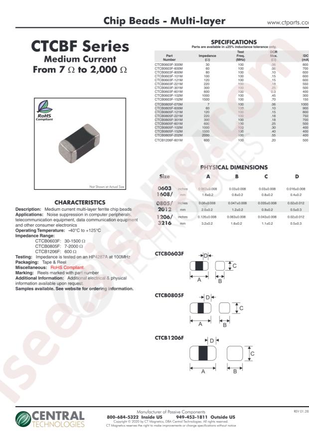 Central CTCB0805F-601S