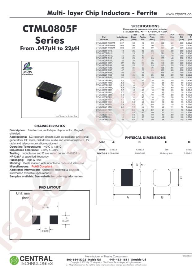 Central CTML0805F-2R7K
