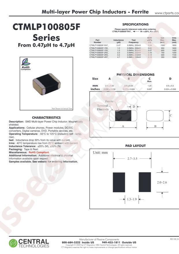 Central CTMLP100805F-3R3M