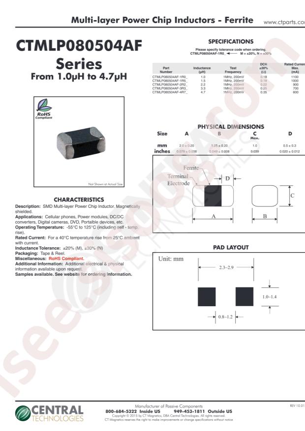 Central CTMLP080504AF-1R0N