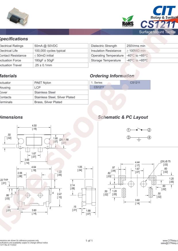 CIT Relay and Switch CS1211