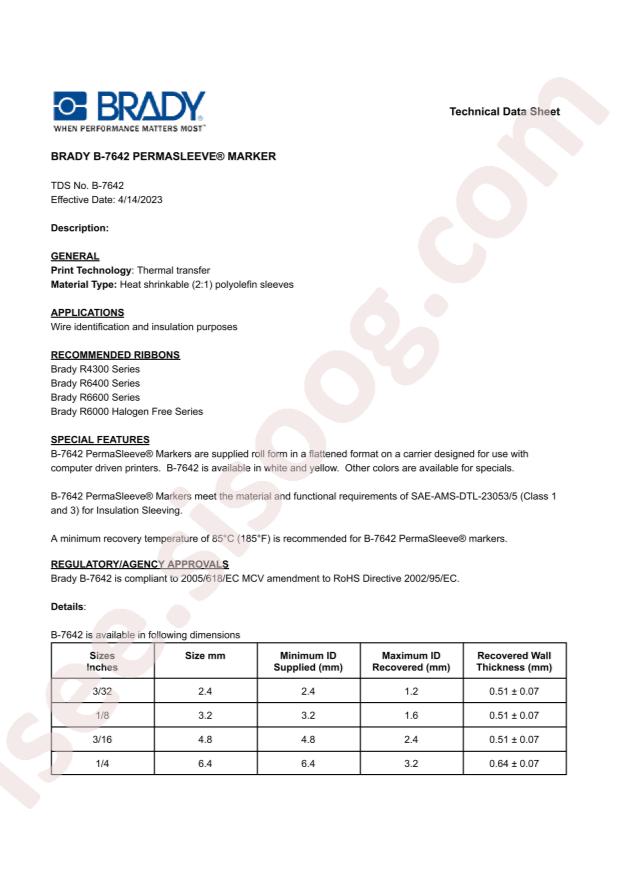 Brady Corporation HX-750-2-YL-J-4