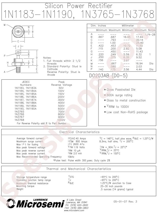 MICROCHIP 1N1190A