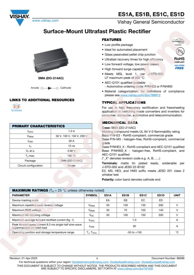 VISHAY ES1C-M3/61T