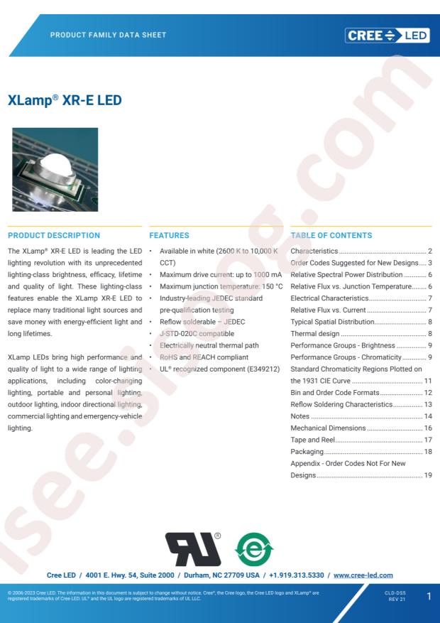 CREE LED XREWHT-L1-R250-009B4