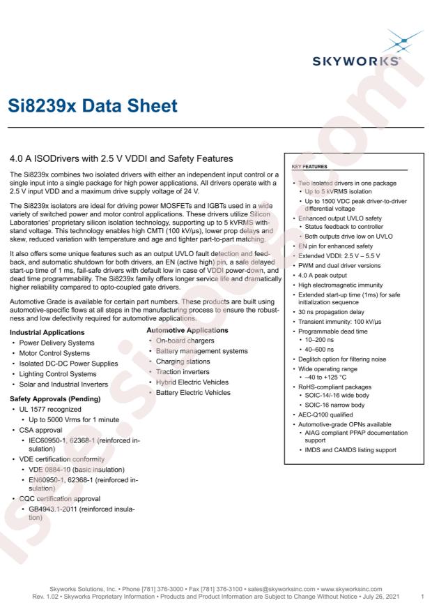 SKYWORKS SI82398BD4-IS3