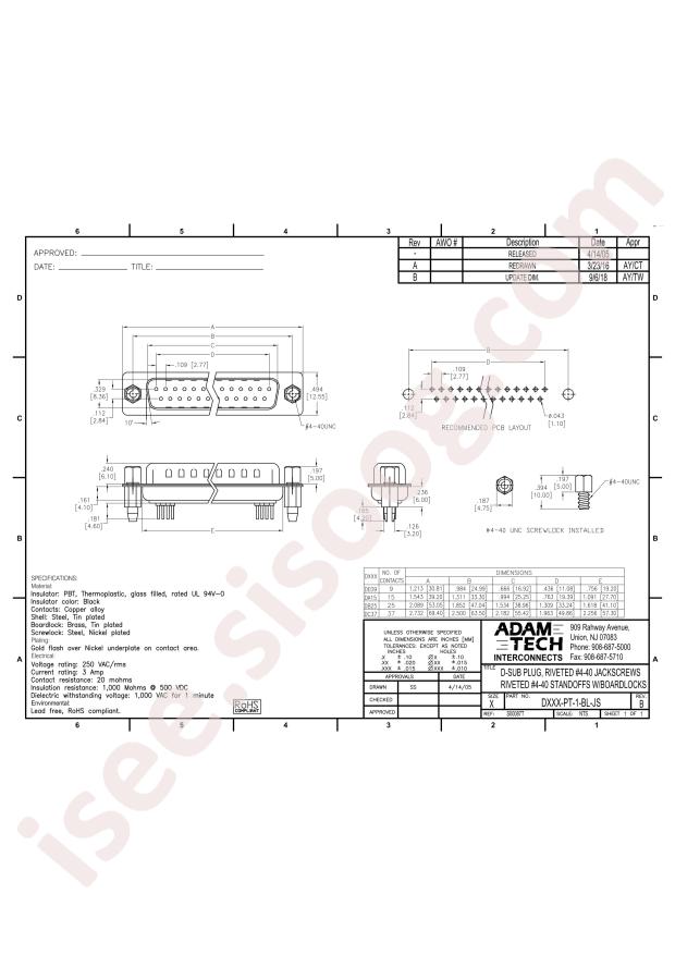 ADAM TECH DB25-PT-1-BL-JS