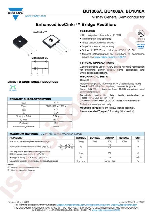 VISHAY BU1010A-E3/45