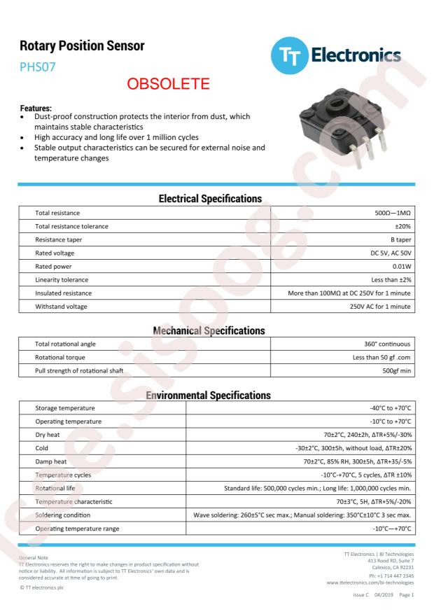 TT Electronics PHS07-H1B10KE3106