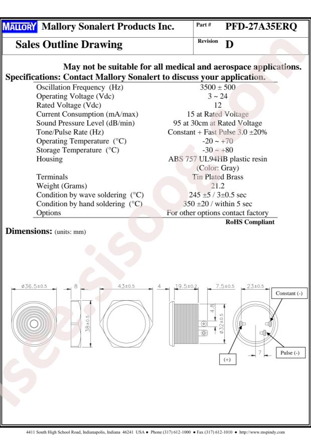 Mallory Sonalert Products Inc PFD-27A35ERQ