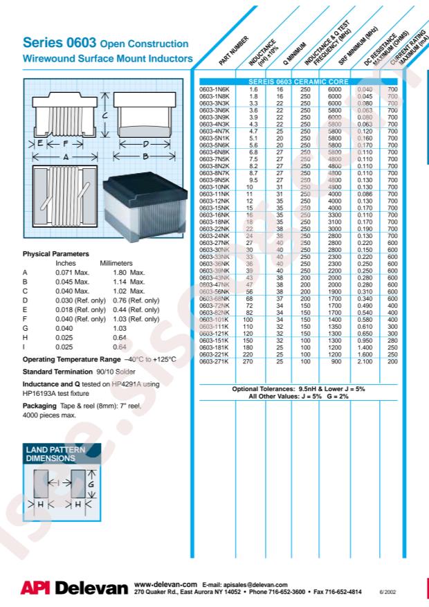 API Delevan 0603-8N2K