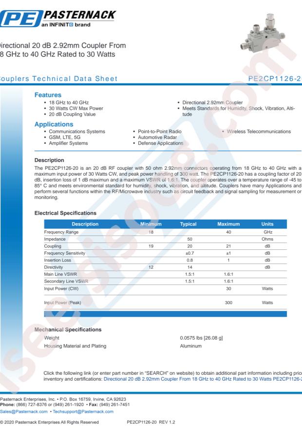 PASTERNACK PE2CP1126-20