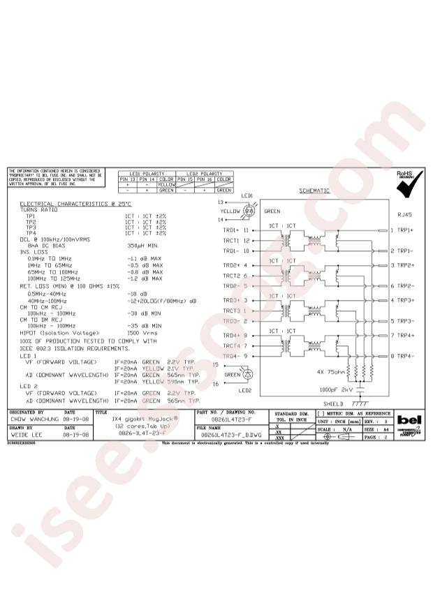 Bel Fuse 0826-1L4T-23-F