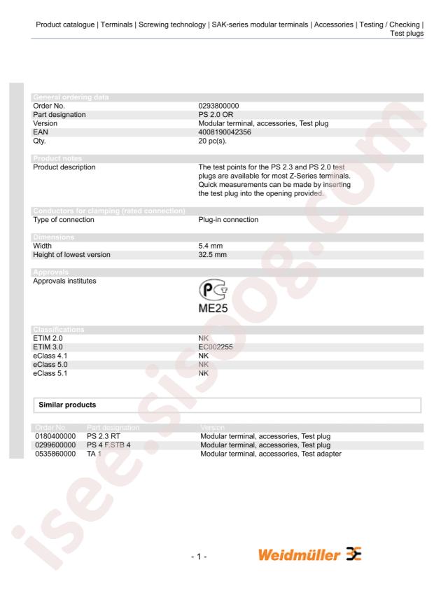 WEIDMULLER 0293800000
