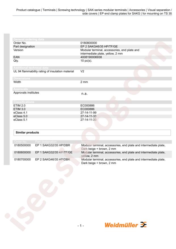 WEIDMULLER 0180800000
