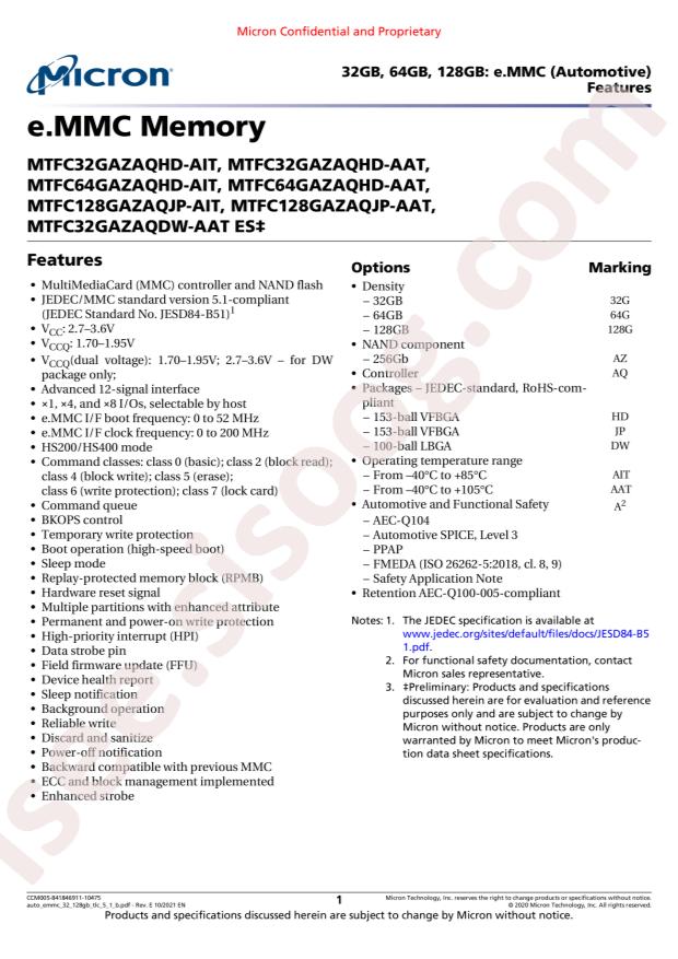 micron MTFC128GAZAQJP-AAT