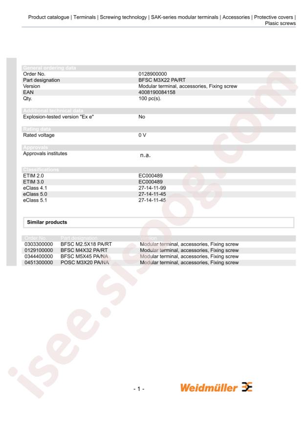 WEIDMULLER 0128900000