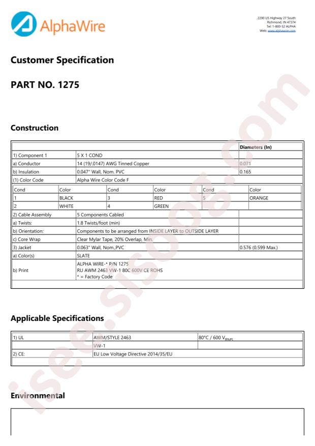 Alpha Wire 1275 SL005
