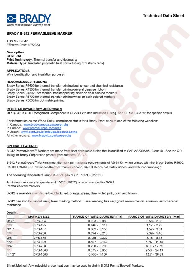 Brady Corporation PS-750-2-WT-SC