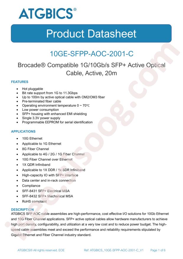 ATGBICS by Approved Technology Ltd 10GE-SFPP-AOC-2001-C