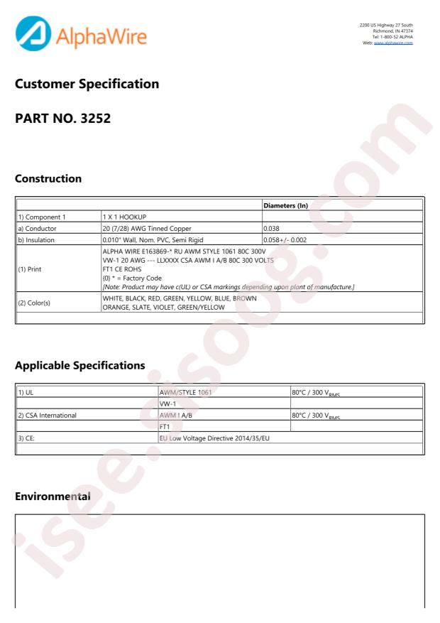 Alpha Wire 3252 WH001
