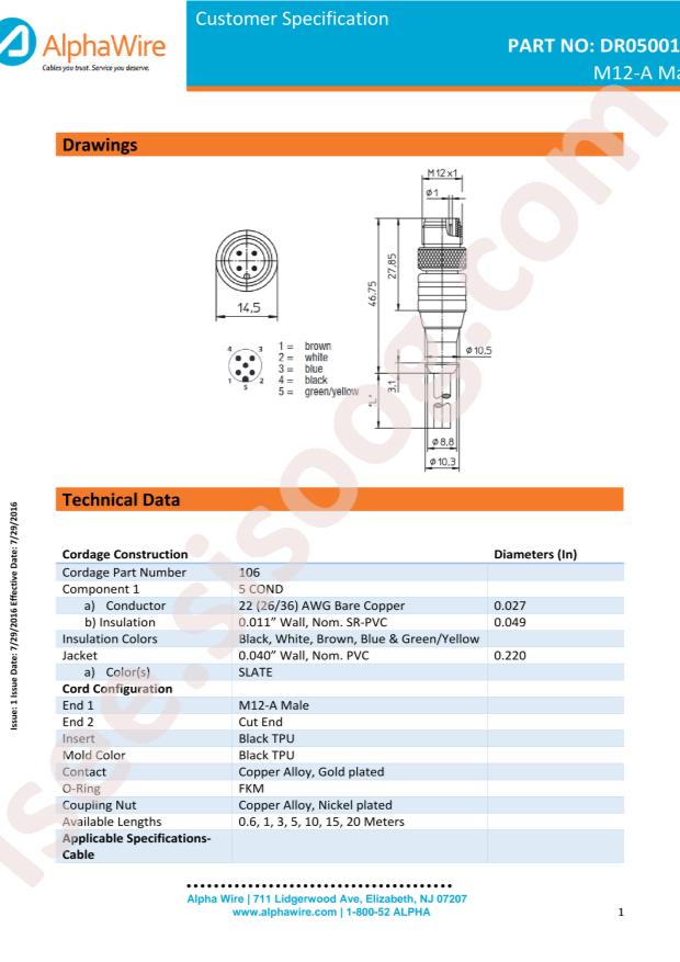 Alpha Wire DR0500106 SL355