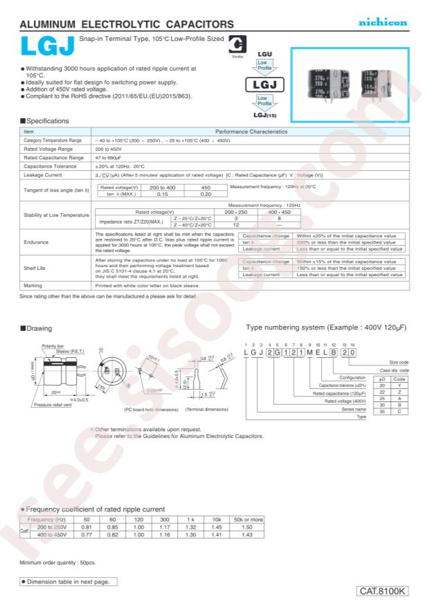 Nichicon LGJ2G151MELB20