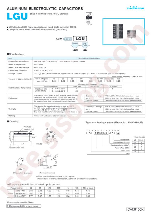 Nichicon LGU2Z271MELY