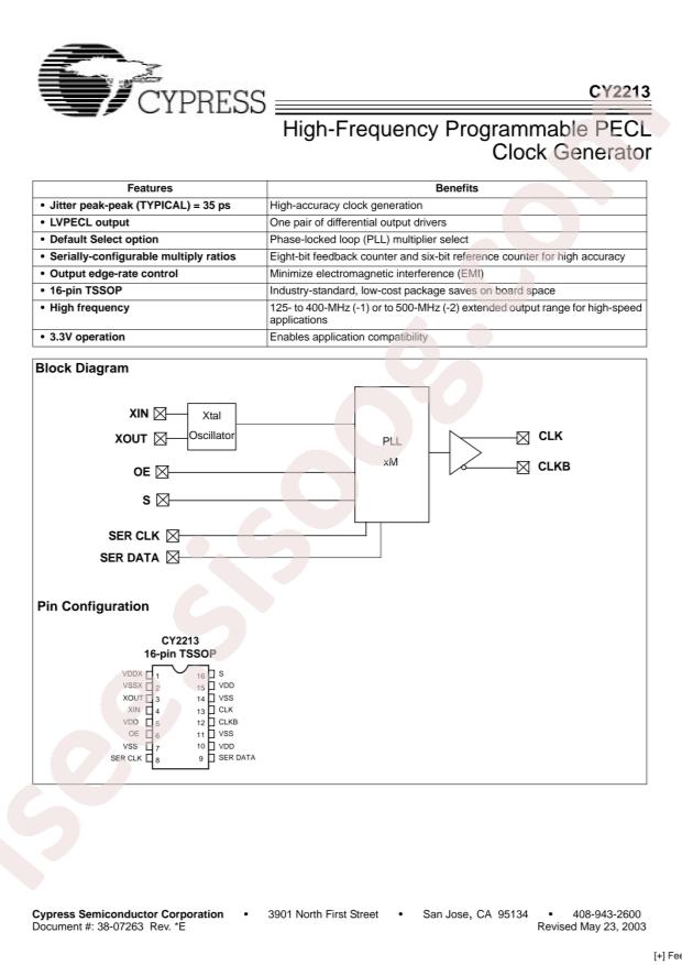 Infineon/CYPRESS CY2213ZXC-1T