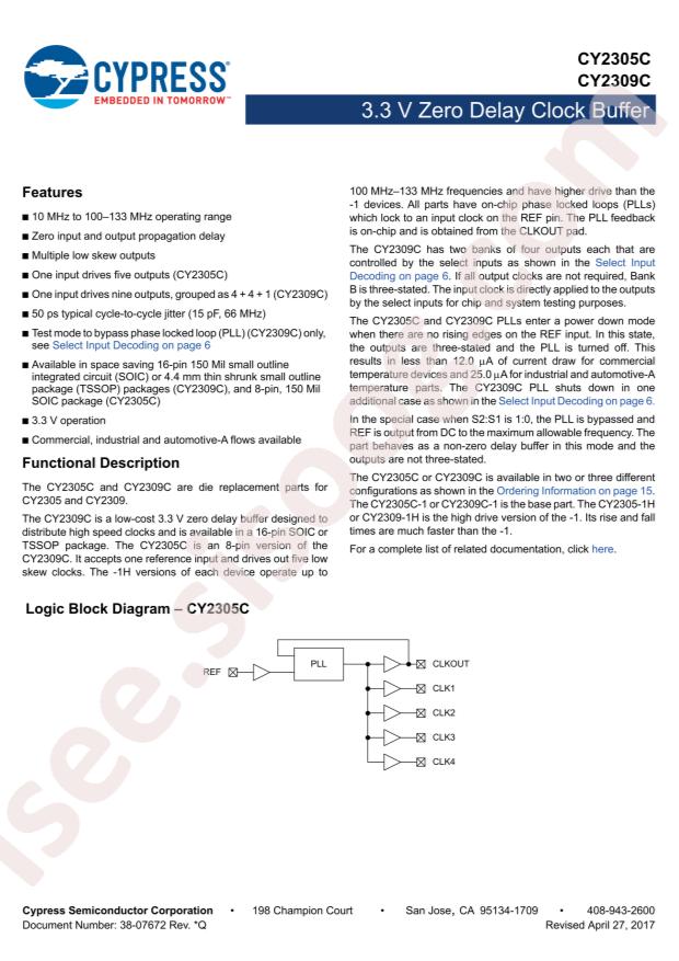 Infineon/CYPRESS CY2309CZXI-1HT