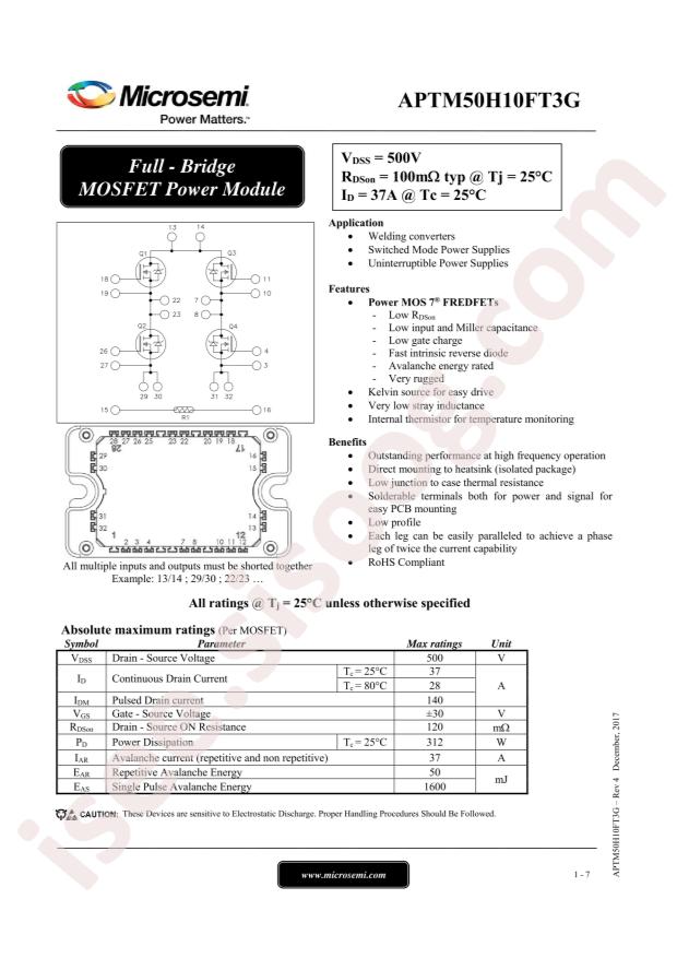 MICROCHIP APTM50H10FT3G