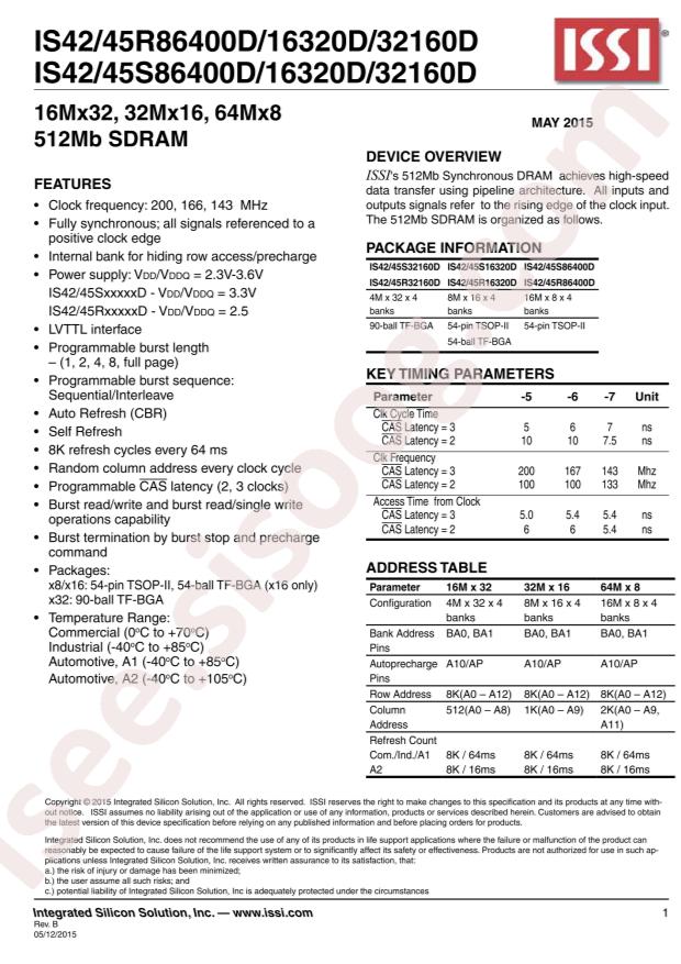 ISSI IS42S32160D-6BL
