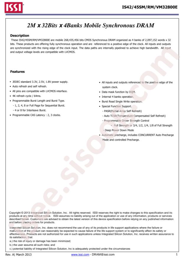 ISSI IS42RM32800E-6BLI-TR