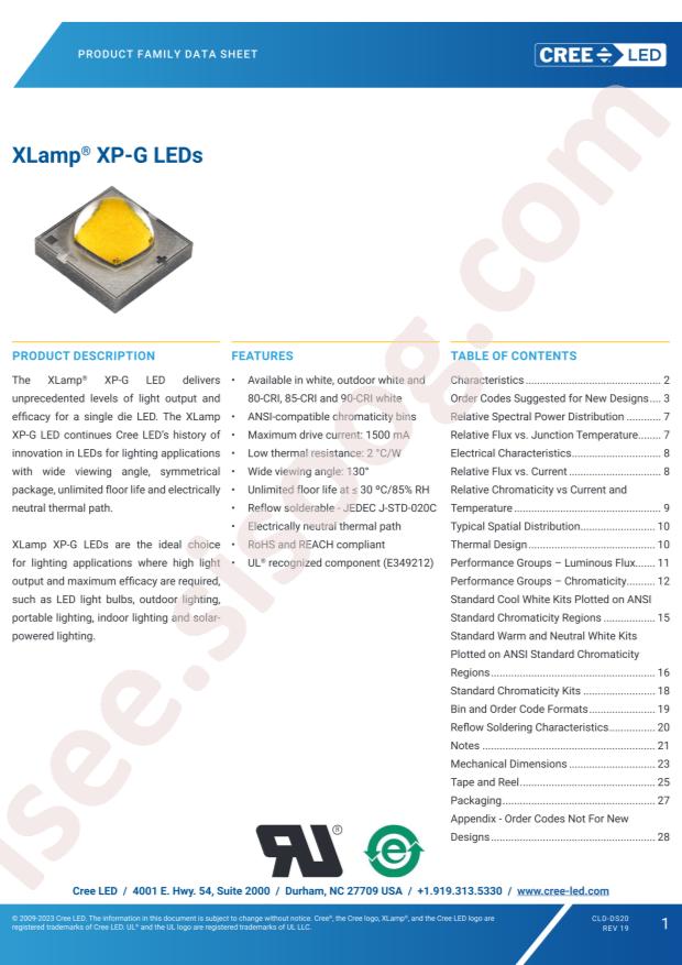 CREE LED XPGWHT-01-R250-00HE3