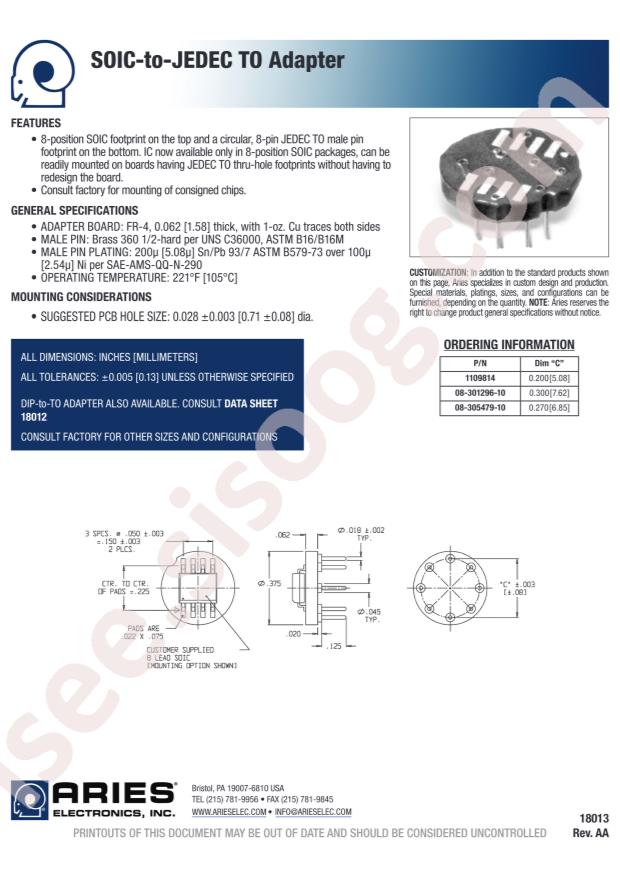 Aries Electronics, Inc. 08-301296-10