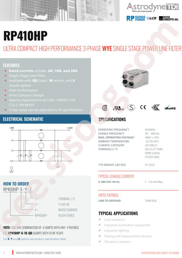Astrodyne TDI RP410HP-10-22-S