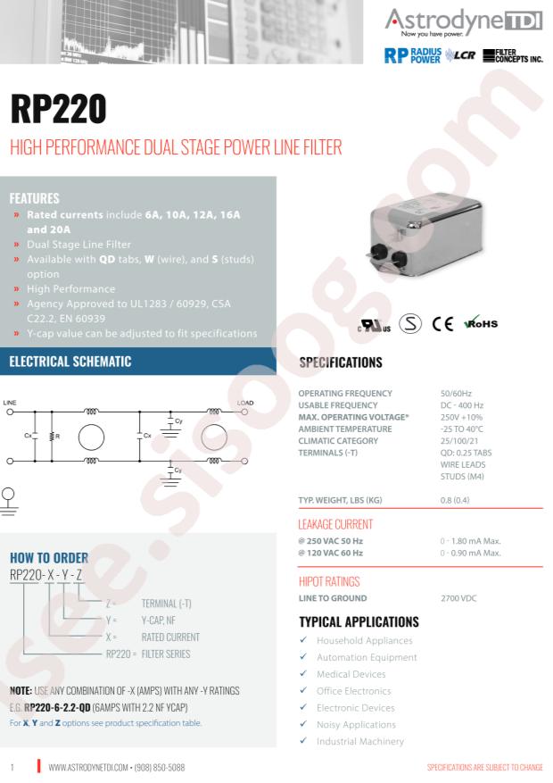 Astrodyne TDI RP220-20-10-S