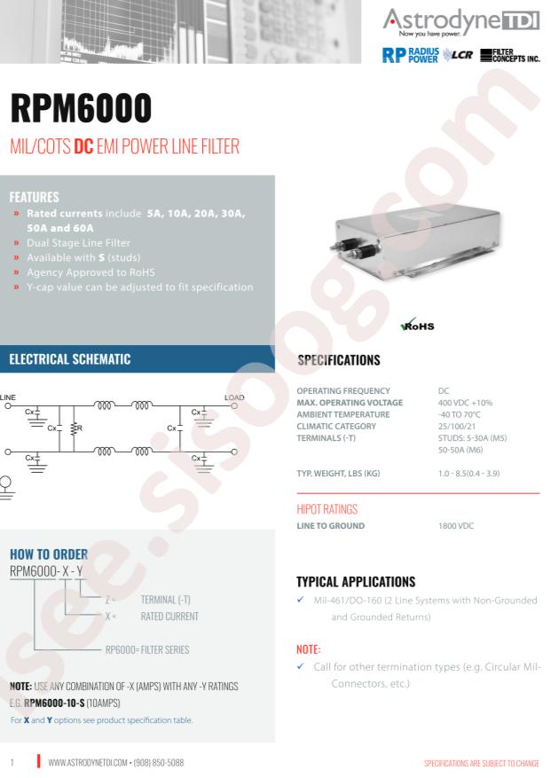 Astrodyne TDI RPM6000-60-S