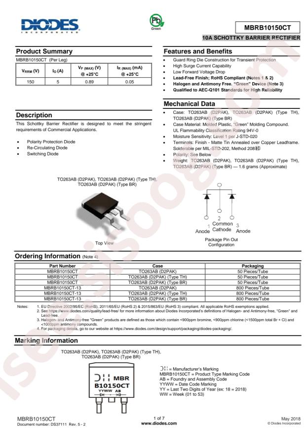 DIODES MBRB10150CT-13
