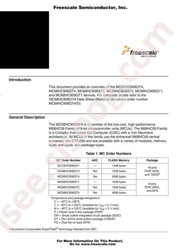 NXP MC68HC908QT1MP