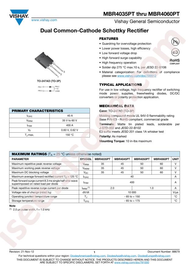 VISHAY MBR3050PT-E3/45