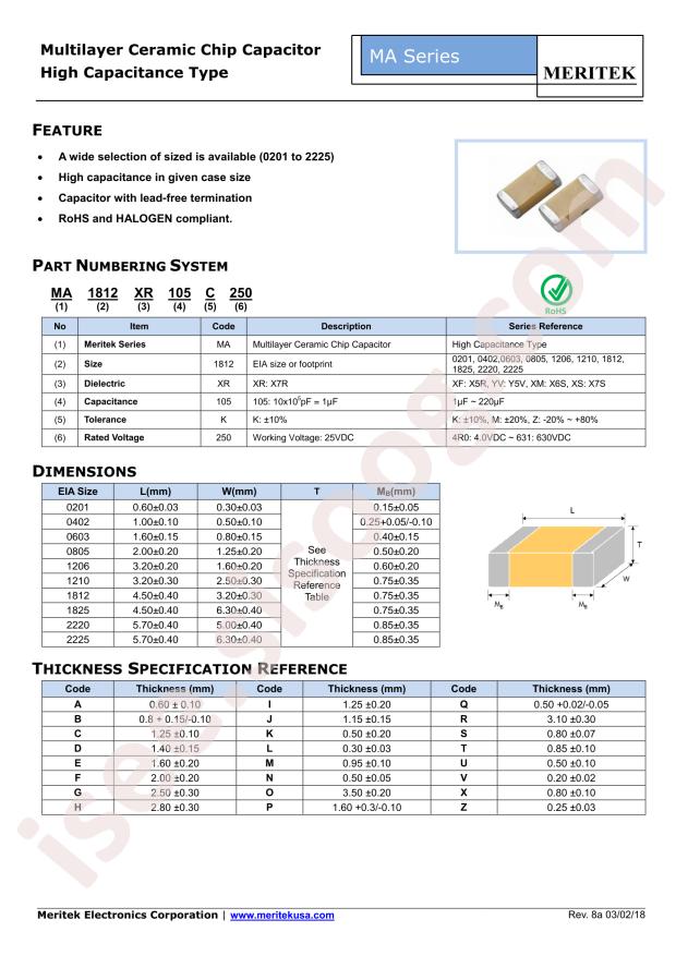 Meritek MA1206XR104K101