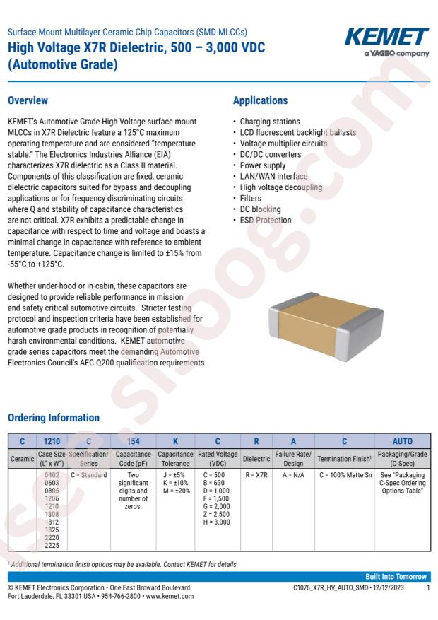 KEMET C1206C223KDRACAUTO