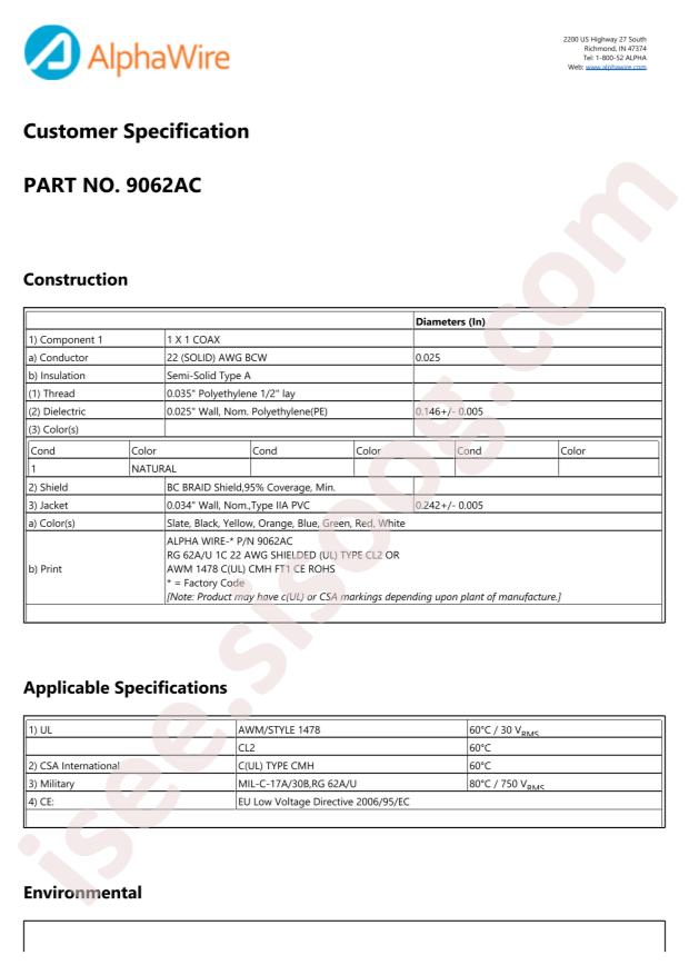Alpha Wire 9062AC OR001