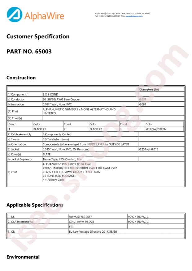 Alpha Wire 65003 SL010