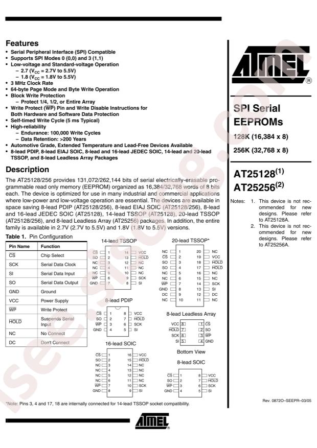 MICROCHIP AT25256W-10SI-1.8