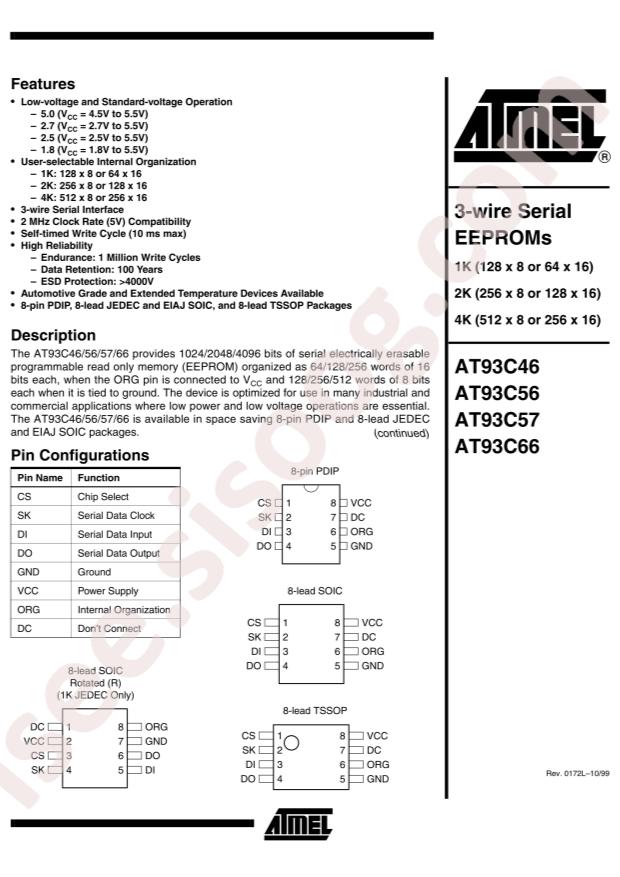 MICROCHIP AT93C56-10PC-2.5