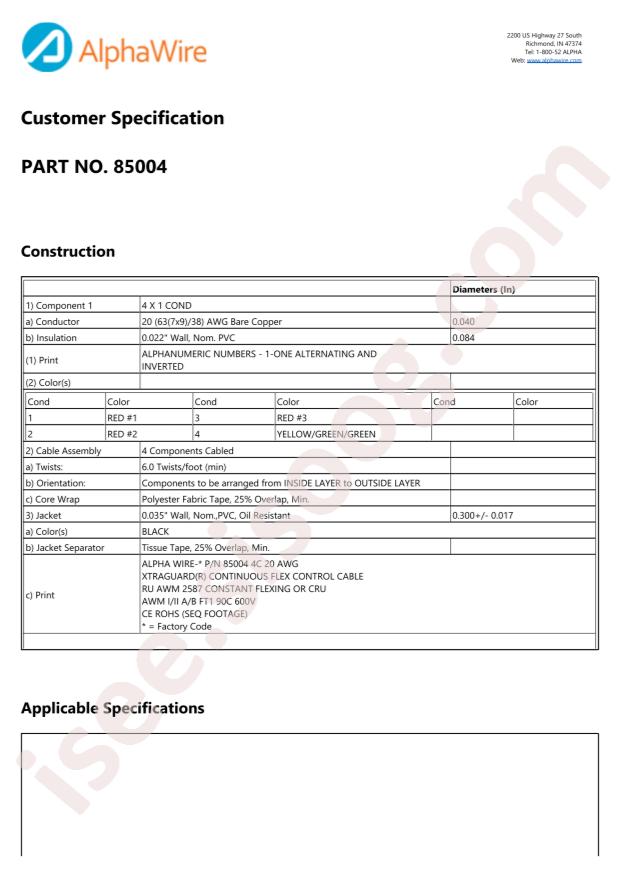 Alpha Wire 85004 BK002