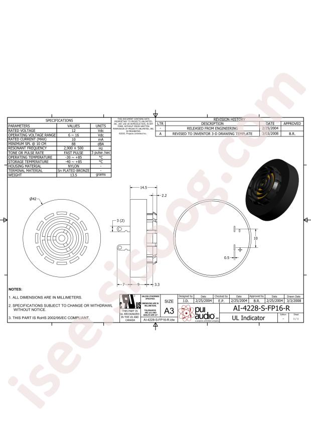 PUI Audio, Inc. AI-4228-S-FP16-R